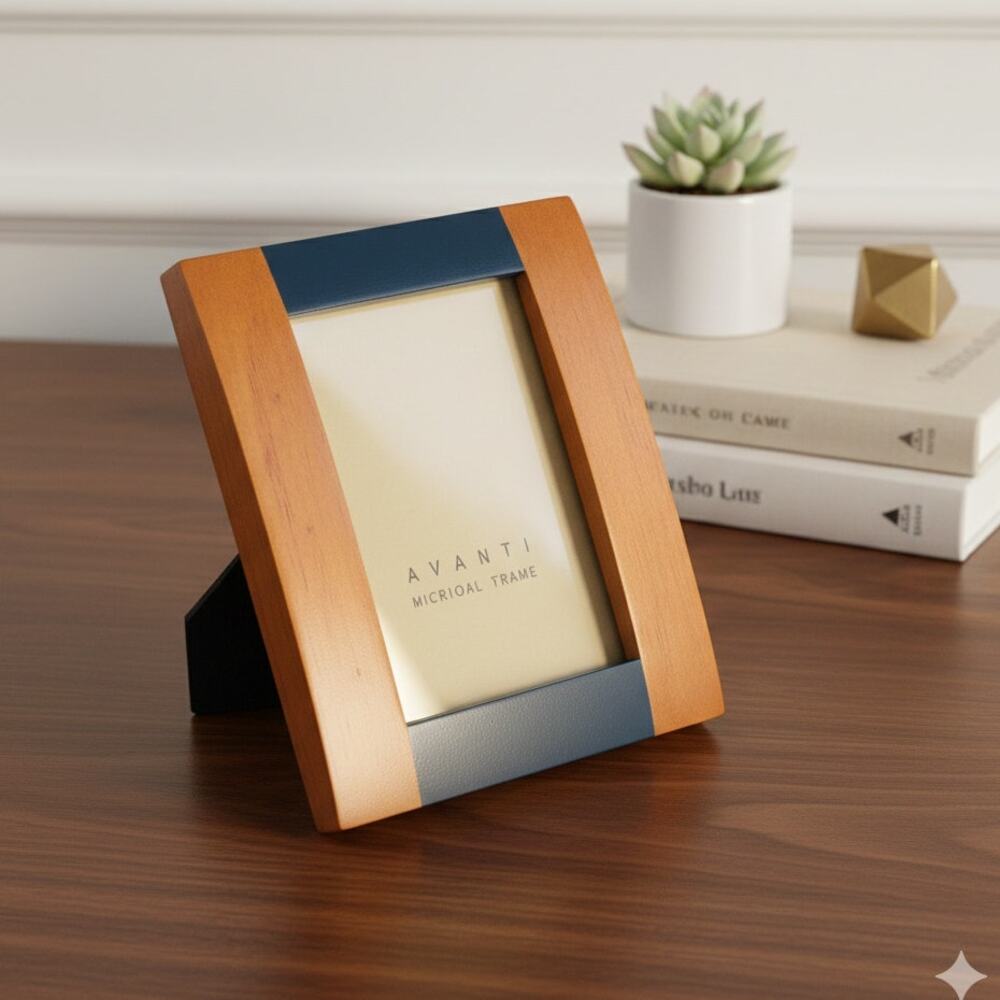 Avanti Original · Wood Picture Frame · Color Block · Blue & Brown · 4x6